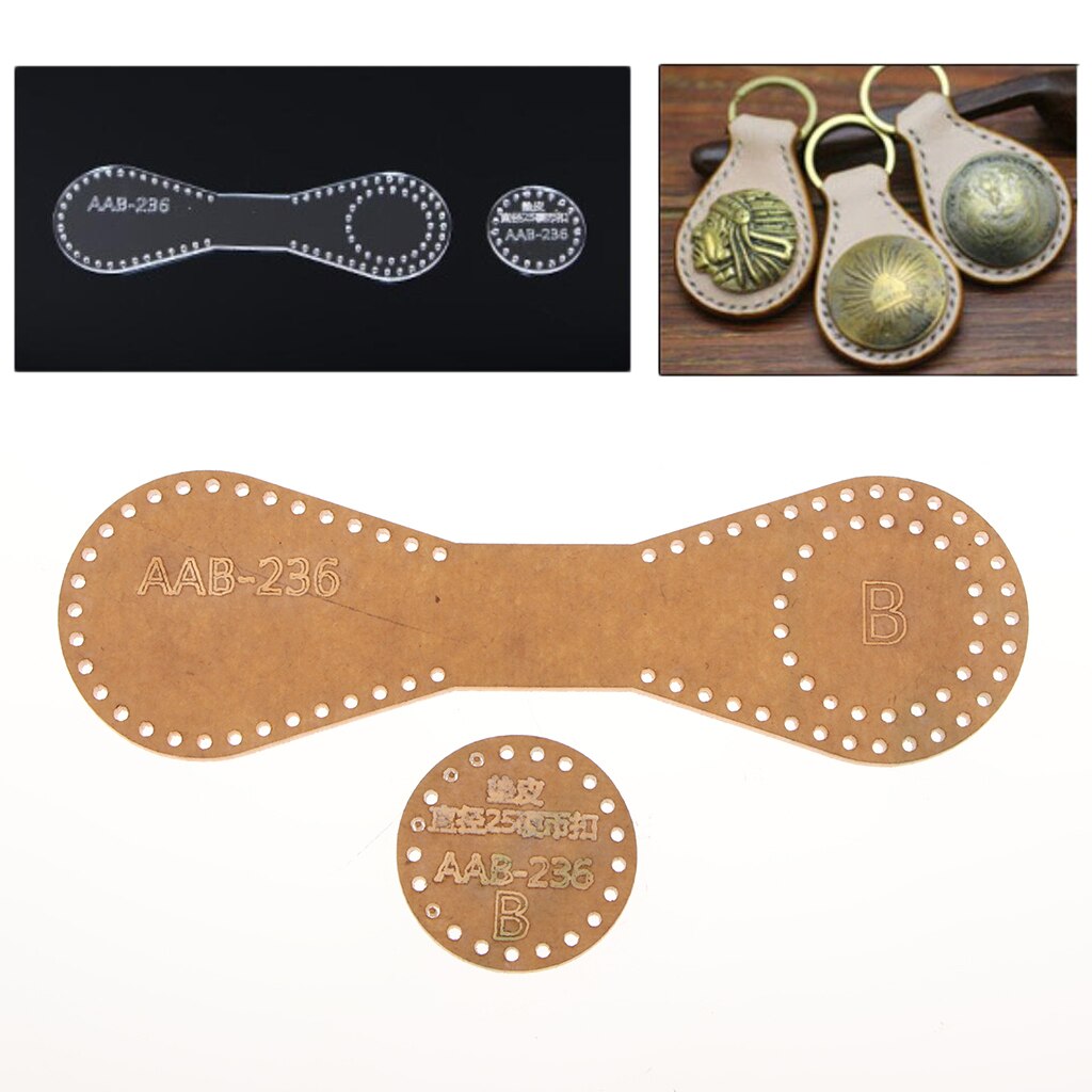 Leather Craft Clear Acrylic Small Keychain Pendant Pattern Stencil Template: AAB-236 2Pcs