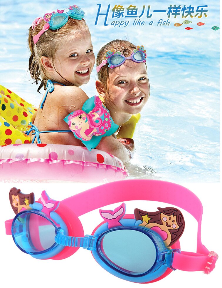 120G Producten Mermaid Prinses Cartoon Modellering Kinderen Zwembril Sturen Oordopje Hoogwaardige Glazen Doos/30
