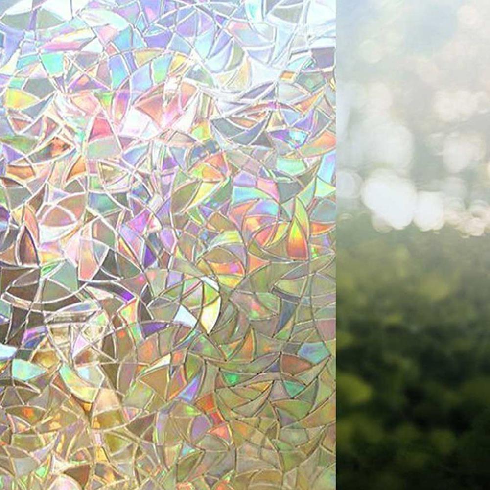 Regenboog Glasfolie 45 X100cm Niet-klevende Statische 3D Onregelmatige Patroon Kleurrijke Decoratieve Privacy Zon Bescherming Glas Stok