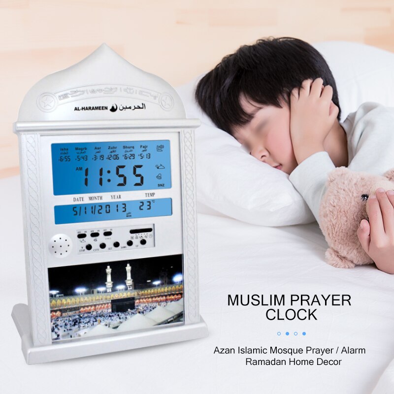 HA-4004 Muslim Prayer Clock Qibla Alarm Clock Islamic Mosque Azan Calendar Muslim Prayer Wall Clock Alarm Ramadan Home Decorate