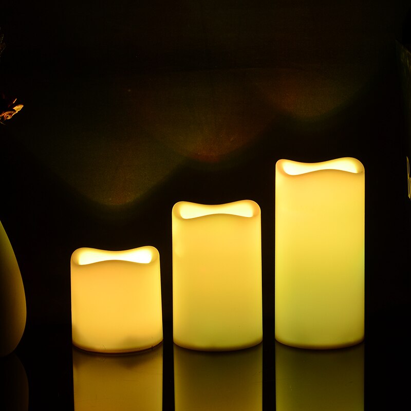 3Pcs LED Flameless Tea Candles Remote Control Wax Colour Battery Candle Light Remote Tea Candles Decorations