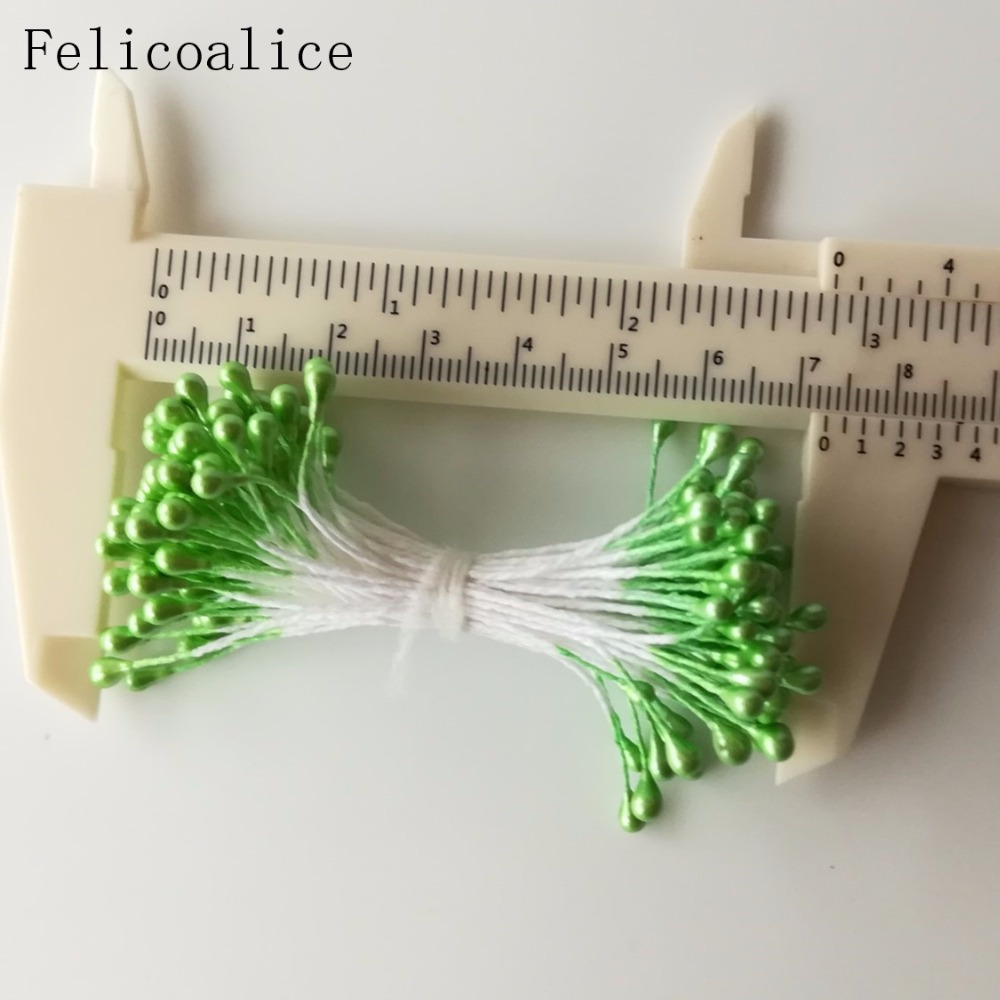 Estambres de flores artificiales para decoración de tartas, adornos de perlas de doble cabeza, varios colores, 3mm de longitud, 65mm, 500 piezas