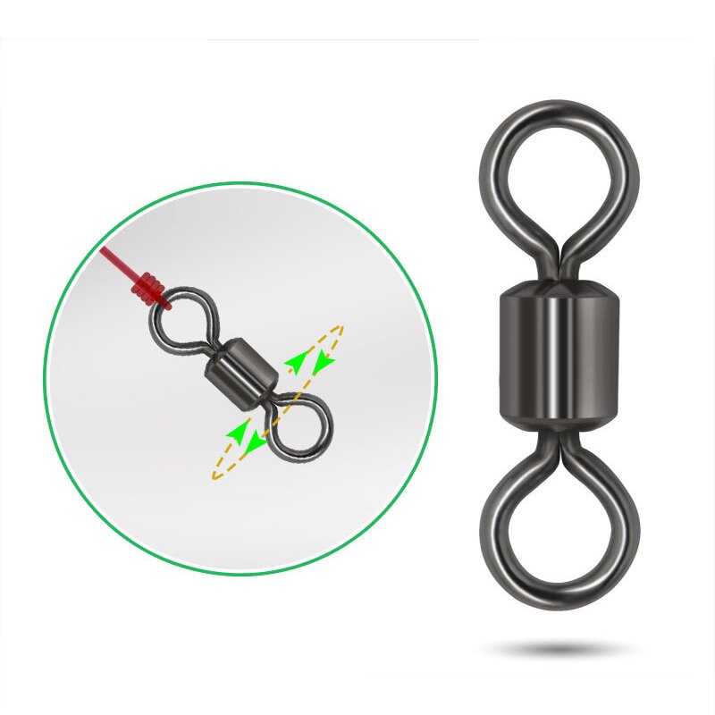 100PCS/Lot Fishing Swivels Ball Bearing Swivel with Safety Snap Solid Rings Rolling Swivel for Carp Fishing Accessories
