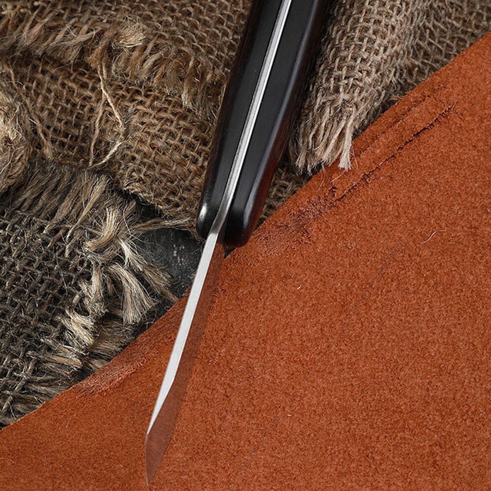 Sharp Leather Skiving Knife Stainless Steel Leather Cutting Knife Craft Tool with Wooden Handle Leathercraft Cut