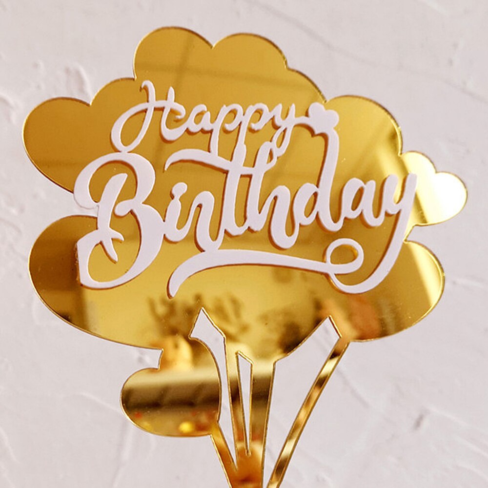 Ouro rosa preto acrílico mão escrita feliz aniversário bolo topper sobremesa decoração para festa de aniversário presentes encantadores fornecimento de cozimento: 8