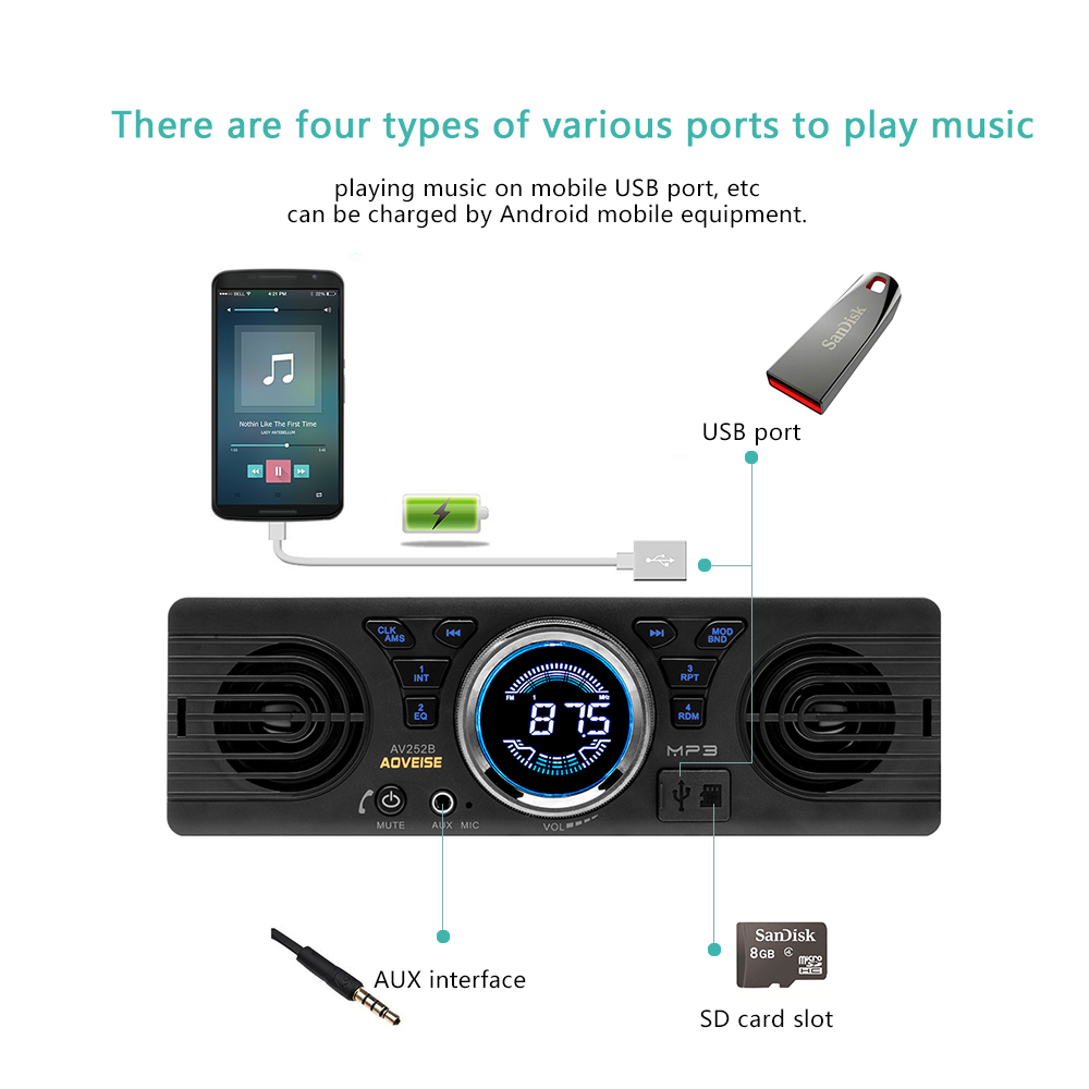 Amprime 1din Autoradio Universele 1 Din 12V Fm MP3 Bluetooth Autoradio Handsfree Bellen Auto Met Luid speaker In-Dash Auto Stereo