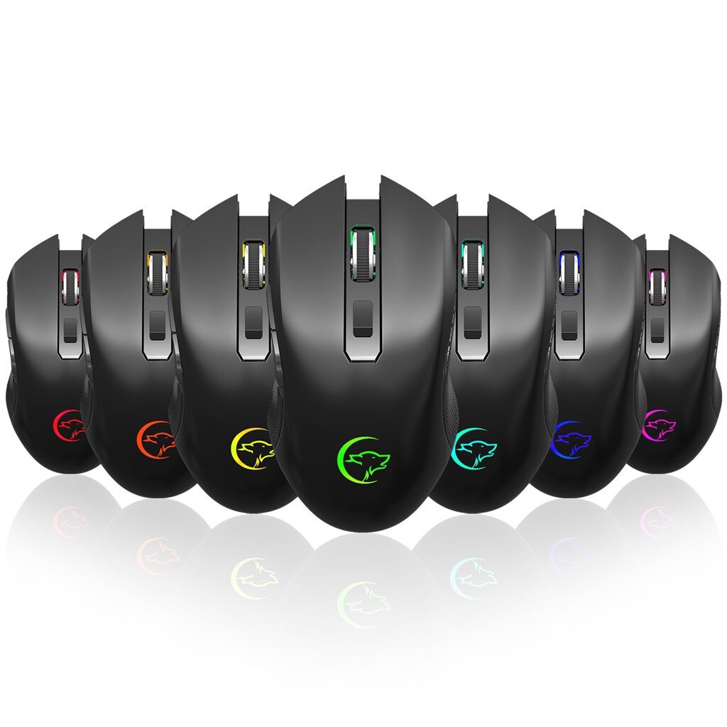 2.4G USB Wireless Mouse 2400DPI Adjustable Rechargeable Colorful Lighting Game Low noise Ergonomic Computer Silent For PC