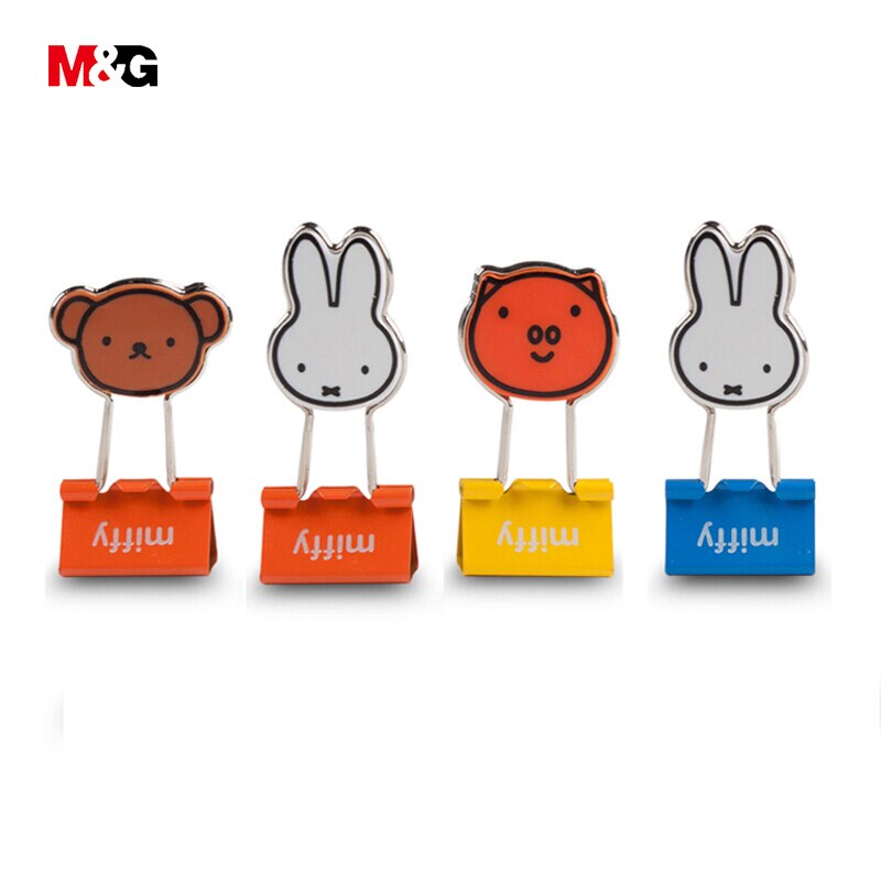 M&G miffy 19/25mm metal binder clips cartoon paper clips supply office clerical clamps Chancellory pinzas