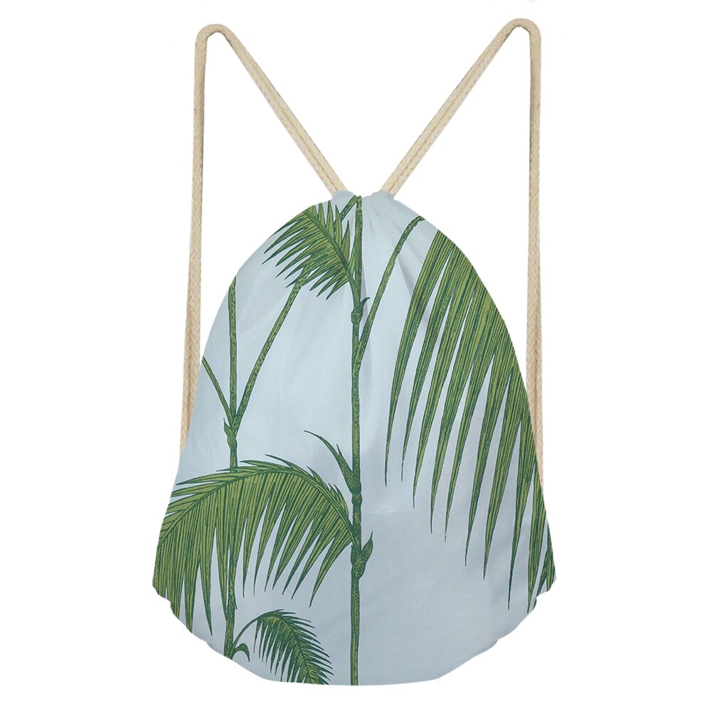 Palm Leaves And Floral Split-leaf Philodendron Drawstring Bag Outdoor Fitness Beam Mouth Backpack Sports Bag Travel Backpack: Sky Blue