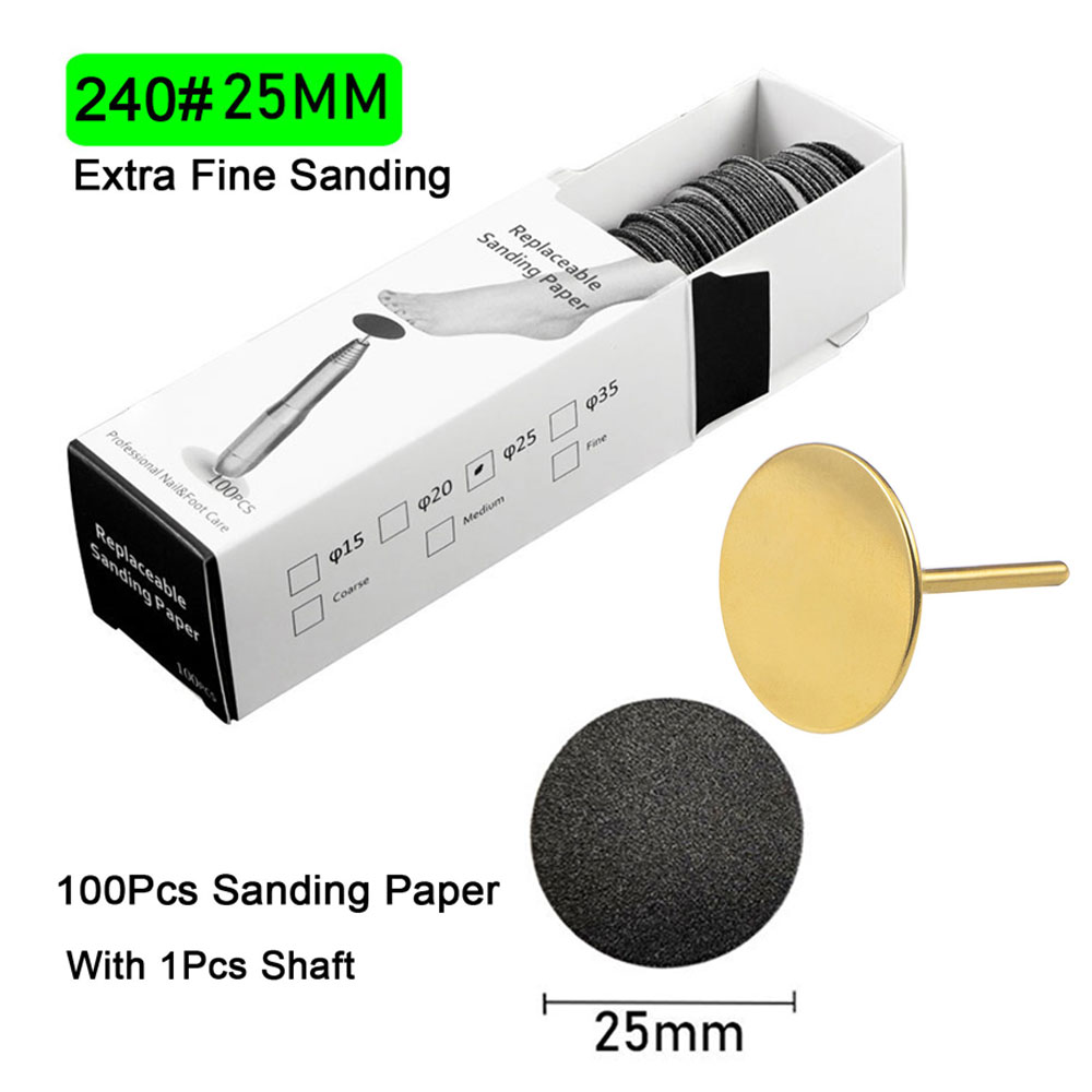 Papel de lija con boquilla de Metal para limas de pies, herramienta para quitar callos de piel muerta, herramienta de pedicura para cutículas, juego de papel de lija, 100 Uds.: Azul oscuro