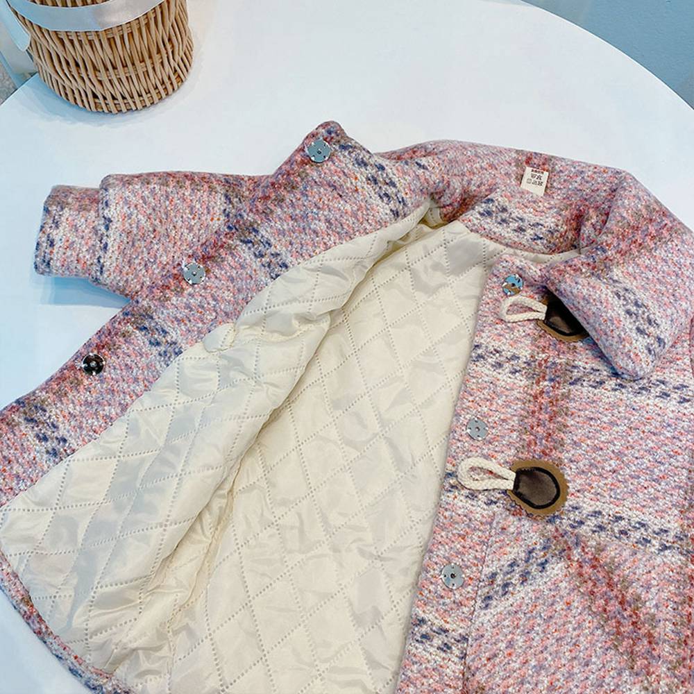 Moda ragazze cappotto Trench abiti invernali caldi bambini bambini dolce addensare velluto misto lana capispalla Casacos cappotti ADK860
