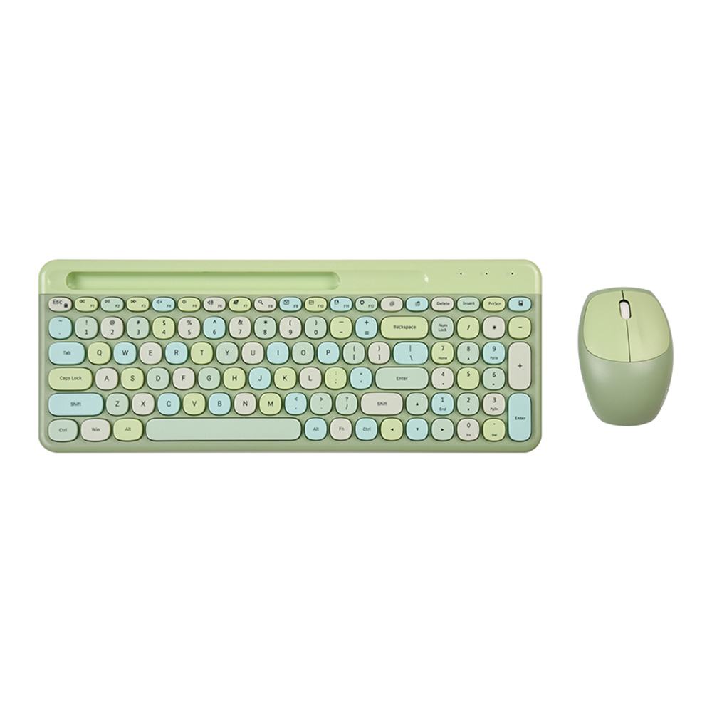 Mofii 2.4G Wireless Keyboard Mouse Combo keyboard and mouse sharing One receiver USB Interface 110 Key Slot Purple: green