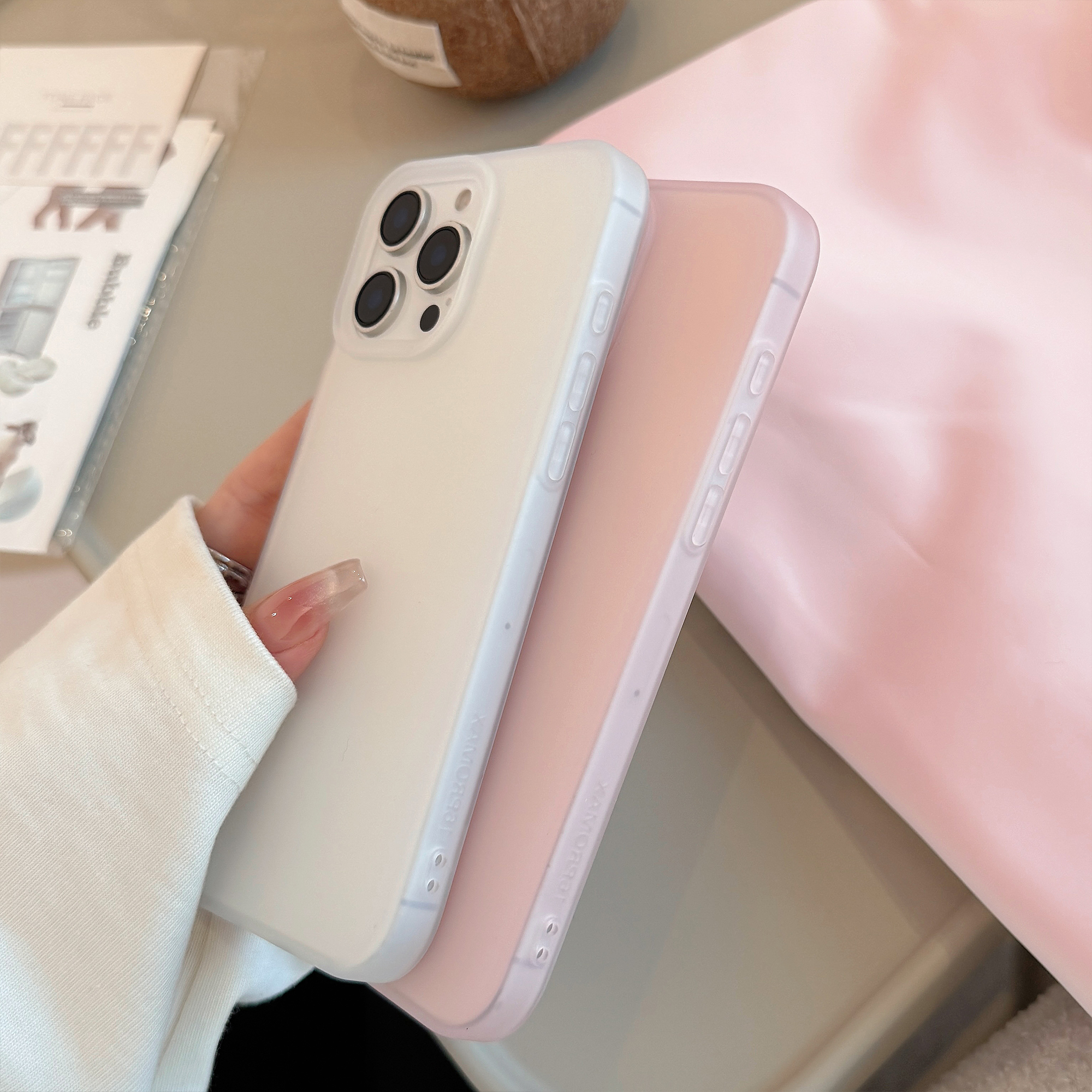 Simple transparente rosa transparente blanco Color sólido suave mate funda protectora de teléfono para iPhone 11 12 13 14 15 16 17 Pro Max