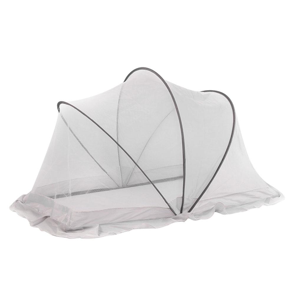 Dobrável berço mosquito net recém-nascido mosquito net para crianças bloco para fora o brilho tubo de aço inoxidável suporte abrigo: Gray