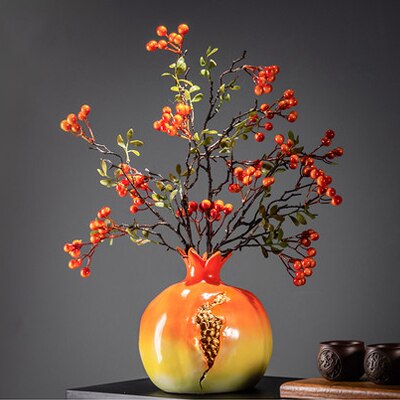 Kinesisk simulation granatæble vase dekoration zen retro tørrede blomster ornamenter stue bogu ramme bolig dekoration vase