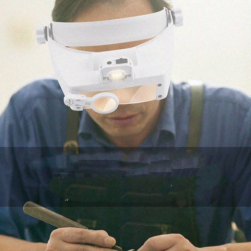 Hoofdband Vergrootglas 1.5X-11X Helm Verrekijker Eyewear Vergrootglazen Derde Hand Loupe Met Led Voor Repareren Borduurwerk