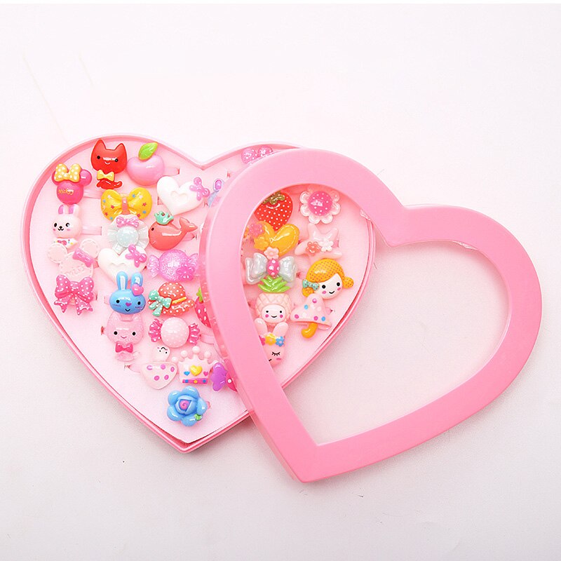 Girls Ring Jewel Cartoon Animal Styled Rings with Heart Shape Storage Case