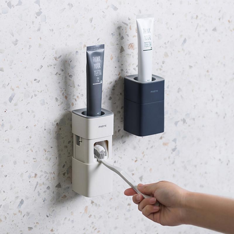 Badeværelse automatisk tandpasta klemme håndfri tandpasta klemme dispenser let tryk tandpasta holder badeværelse værktøjer