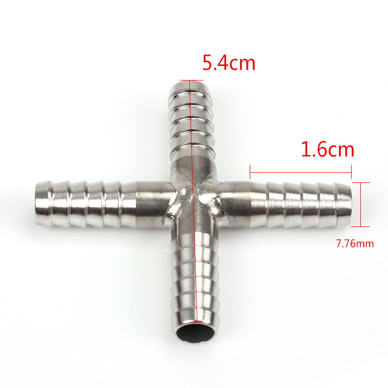 Y form u forme t forme korsform slangeadapter, rustfrit stål 1/4 "7mm barb fitting 3 måde tee barbed  co2 slange splicer homebrew: Kryds