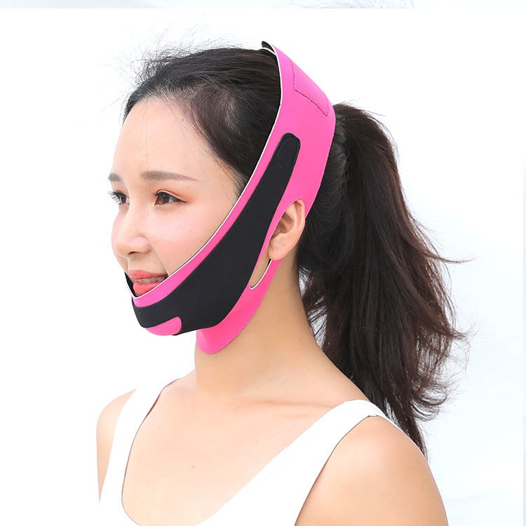 Ansigtsløftningsværktøj tynd ansigtsmaske slankende ansigtsbehandling tynd masseter dobbelthage hud tyndt ansigtsbandagebælte kvinder ansigtspleje skønhedssæt: Ny pink og sort