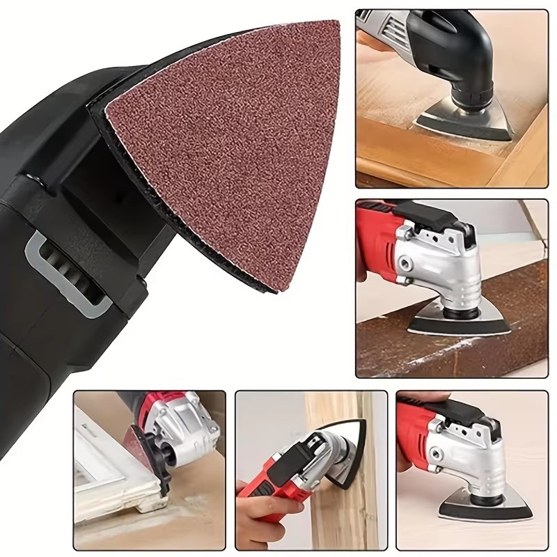 30 peças lixa de papel 90mm gancho triangular e laço lixa de ligação triangular oscilação multi-ferramenta lixa multi-grit