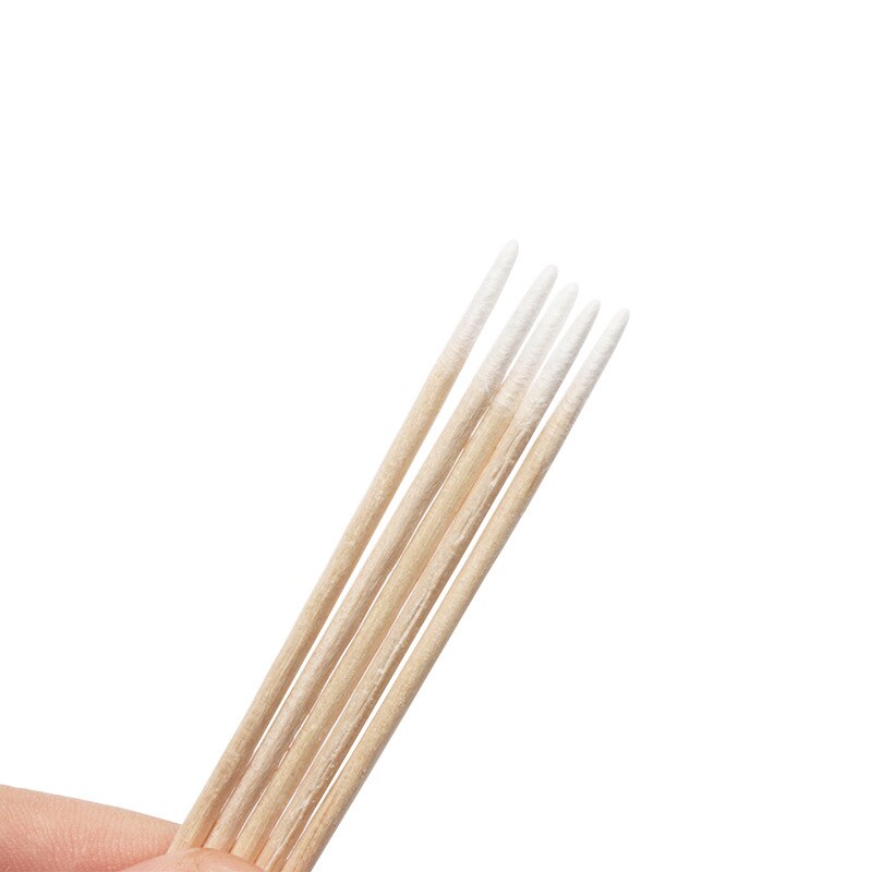 300 Stuks Wegwerp Ultra-Kleine Wattenstaafje Pluizende Micro Borstels Hout Wattenstaafjes Swabs Wimper Extension Lijm Verwijderen gereedschap