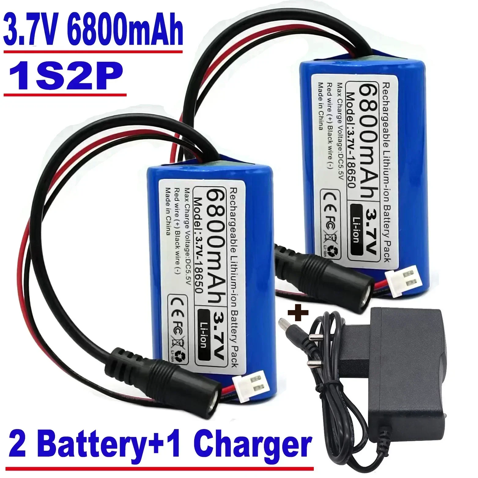 Microcontrolador de batería de litio, luz LED para exteriores, Altavoz Bluetooth, fuente de alimentación de respaldo de audio, 3,7 V, recargable 18650: Negro