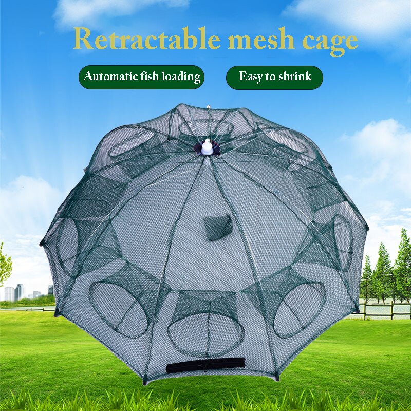 Portable Hexagon Fish Network 4-20 Holes Fishing Net Easy To Use Foldable Fishnets Shrimp Nets Shrimp Cage Fishing Cage