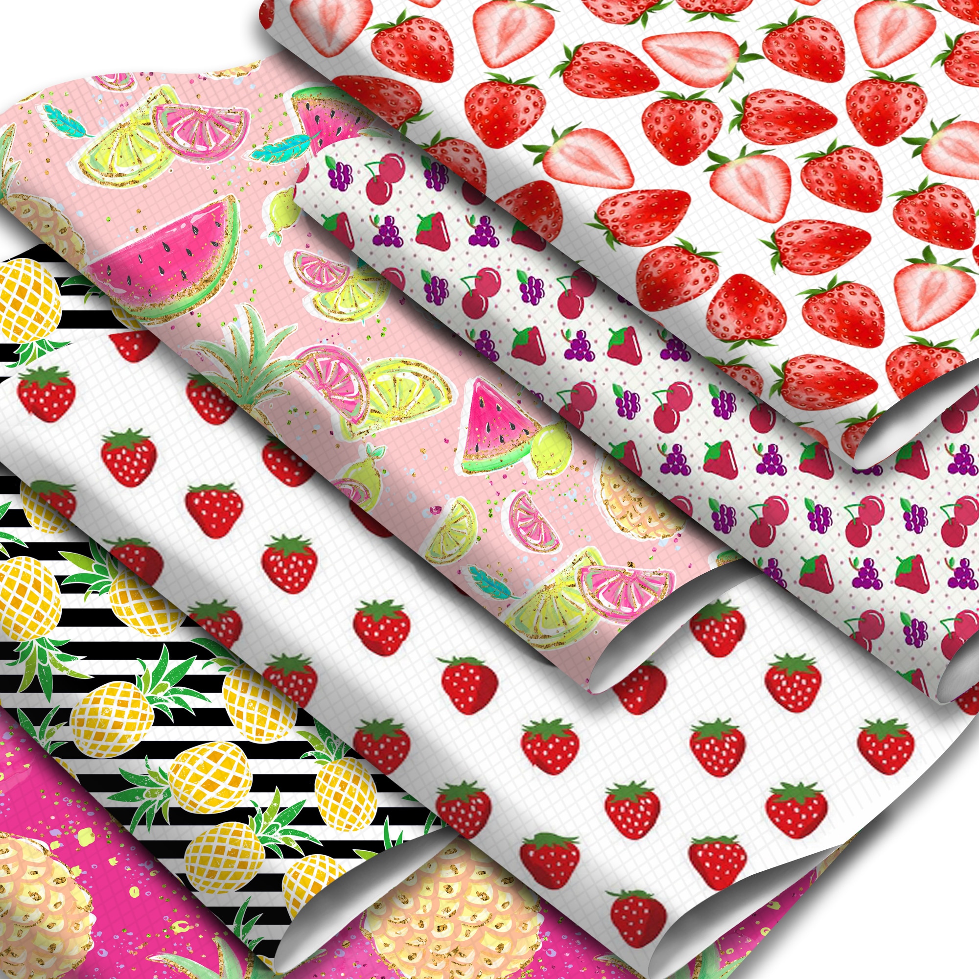Fruits Theme Faux Leather Sheets Pineapple Strawberry Banana Pattern Printed Synthetic Leather Fabric Sewing Materials Crafts