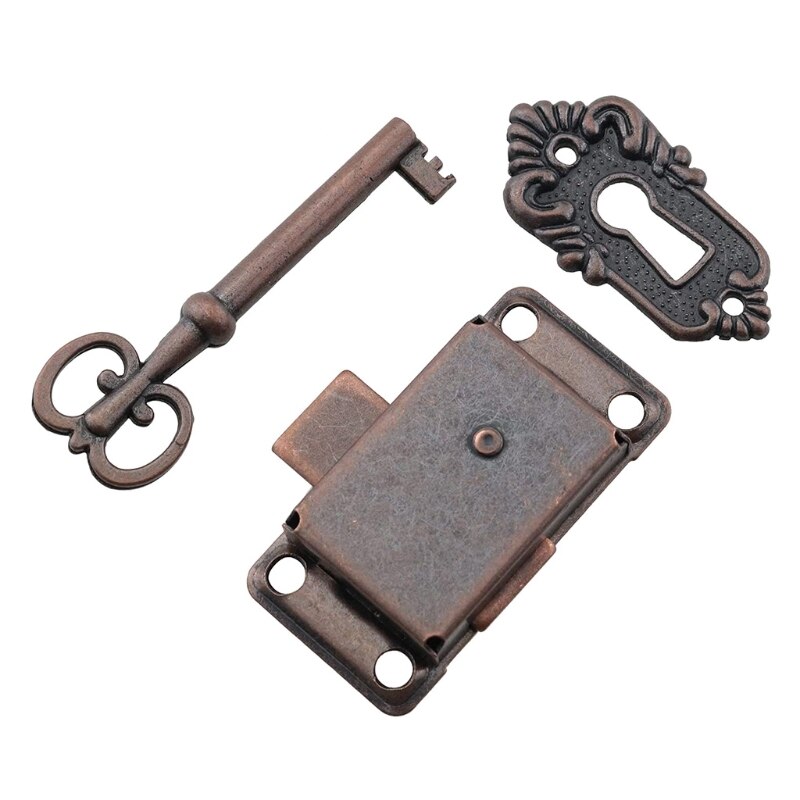 Loquet à loquet Antique en fer Vintage, serrure à tiroir avec clé, quincaillerie de meubles décoratifs pour boîte à bijoux en bois, armoire H3CF