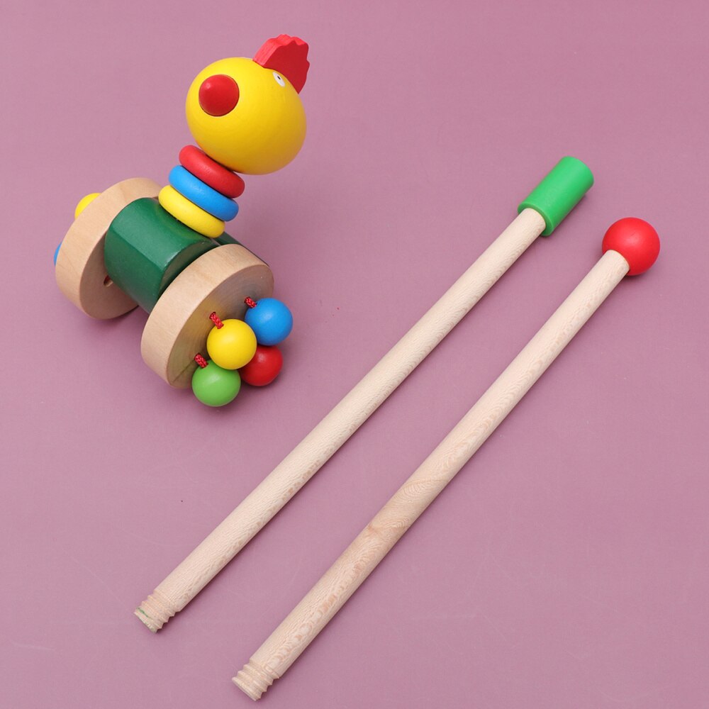 Baby skubbevogn legetøj tegneserie dyrevogne legetøj baby rullator trævogne legetøj skubbestang vogn legetøj (frø)