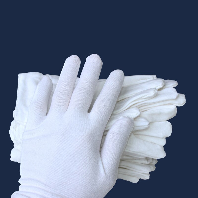 Guantes Blancos de algodón, 1 par, dedo completo, para hombres, mujeres, camareros/conductores/joyería/trabajadores, guantes de absorción de sudor, Protector de manos