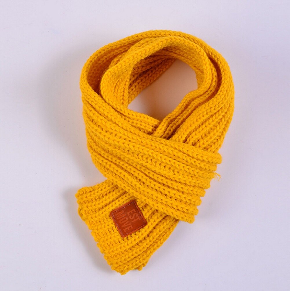 100-135cm børn vinter varmt tørklæde drenge piger strikket krave tørklæde: Gul