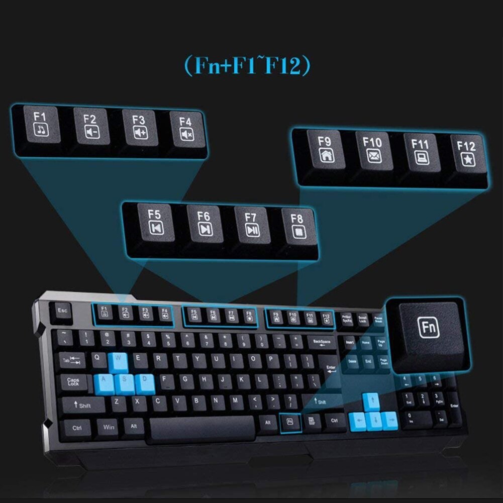 Ergonomic For Desktop PC Keyboard Mouse Set Wireless USB Universal 2.4GHz Multimedia Portable Waterproof DPI Control Home Office