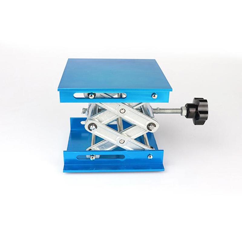 Lab Lifting Platform Stand Adjustable Corrosion Resistance Blue Electroplated Aluminum Rack Scissor Jack Lifter 100x100mm