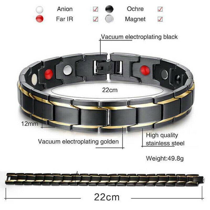 Therapeutic Energy Healing Bracelet Titanium Steel Magnetic Therapy Bangle Bracelets BMF88