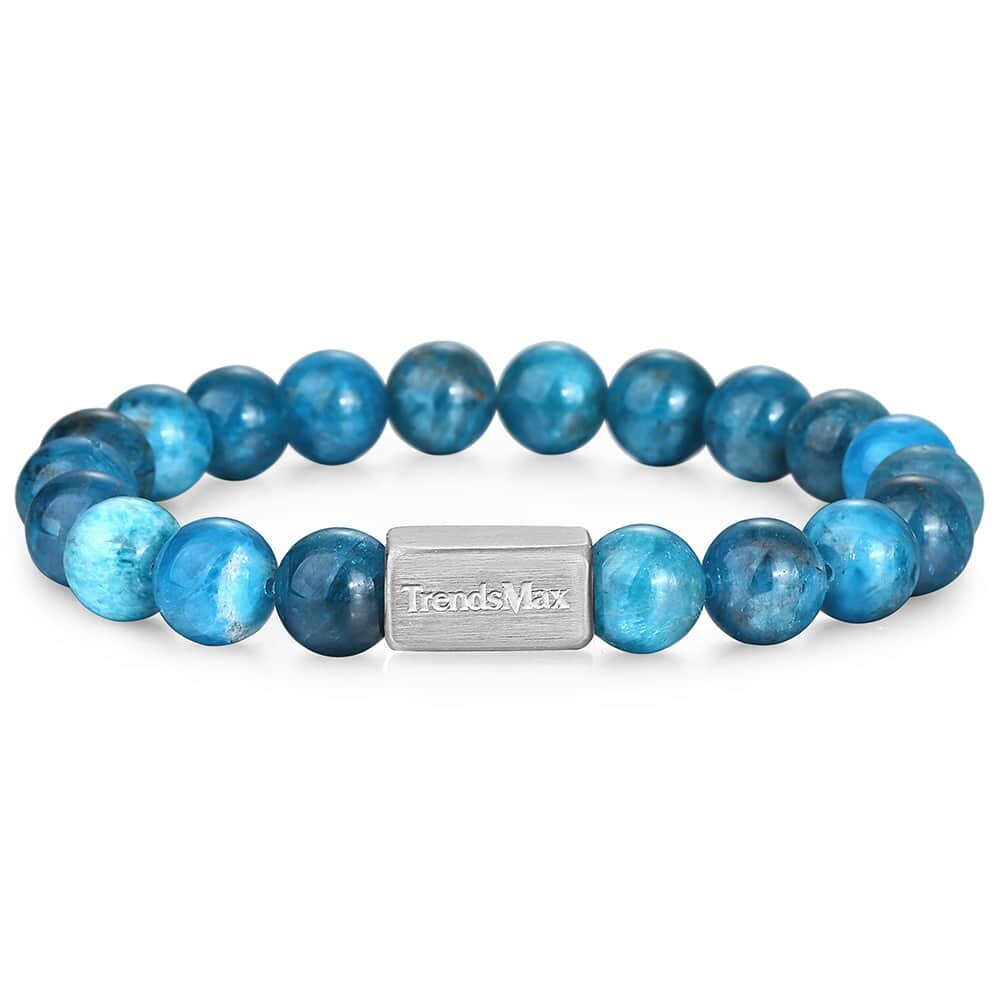 10MM Natürliche Blau Apatit Phosphorit Stein Armband Für Herren Frauen Stretch-Armband Perlen Edelstein Tigerauge Lava Adler Auge TBB011: 04 Blue Apatite / 17cm(fit6.3-6.7inch)