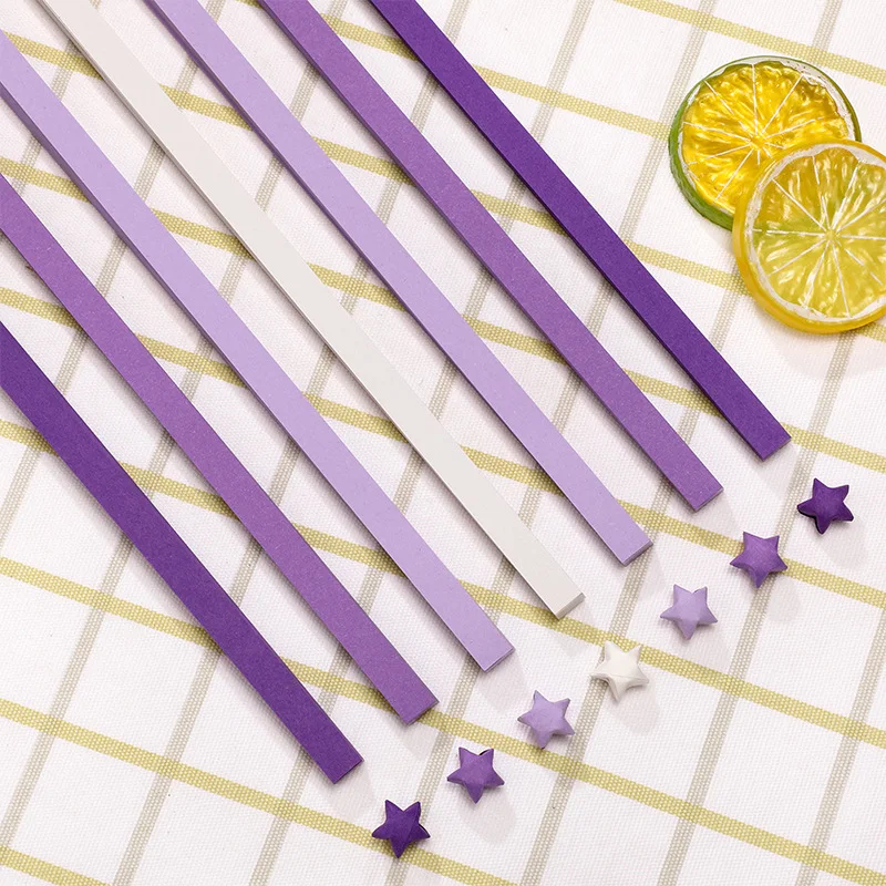Tiras de papel de estrellas de Origami, papel plegable de doble cara, Estrella colorida de la suerte, 27 colores, manualidades artísticas, decoración del hogar, 540 hojas: purple 540 sheets