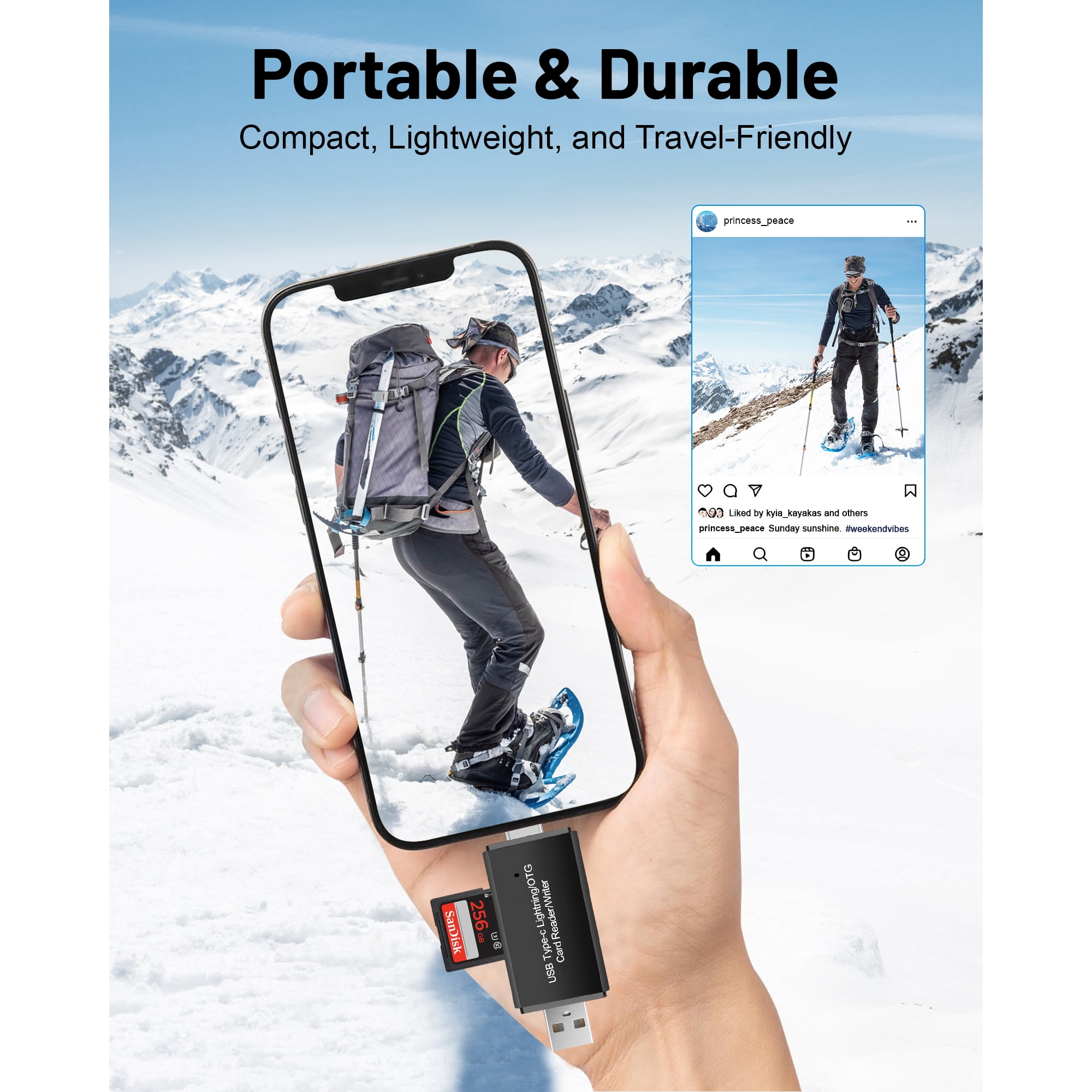 Sd-kortläsare för iphone ipad pc , 4- -i- -1 minneskortadapter med lightning/usb c/usb/micro usb, stöder sd/tf-kort