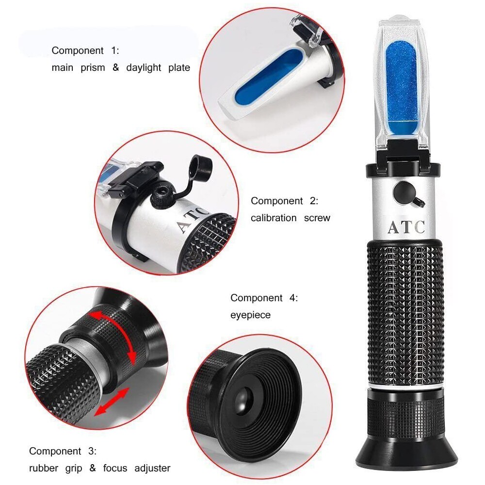 0-100% Salinity Refractometer Portable Sea Water Salt Concentration Tester Meter With ATC Dual Scale Saltwater Meter Tester