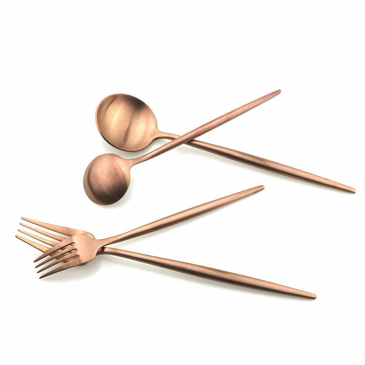 1Piece Rose Gold 18/10 Stainless Steel Dinnerware Set Tea Dinner Scoops Forks Steak Knives Cutlery Set Luxury Silverware Set