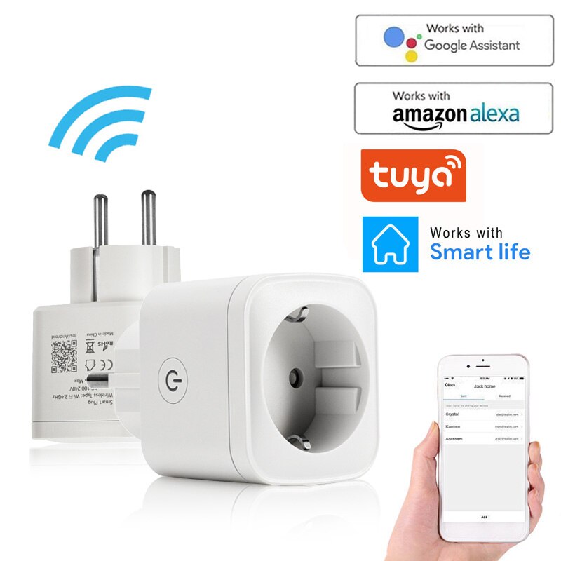 EU Plug WIFI Smart Outlet Socket Remote Control Timer Voice Control Power Energy Monitor Smart Power Socket With Alexa Assistant