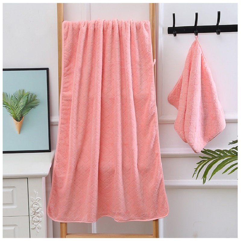 Eenvoudige Euro Stijl Handdoek Set 2 Stuks Effen Kleur Grote Handdoeken Badkamer 70X140 Voor Vrouwen Douche Gezicht Hand handdoeken Blauw Coral Fleece