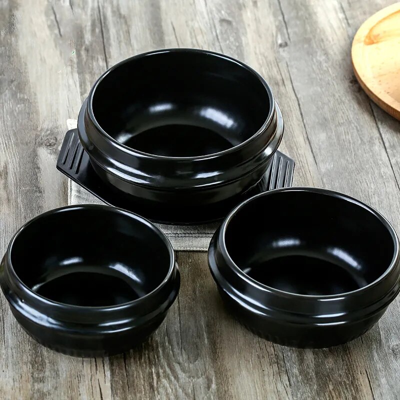 Korean Ceramic Bowl Korean Dolsot for Bibimbap Soup and Other Food with Tray Pig Ceramic Pot Korean Pot Stone Bowl Cooking Pot