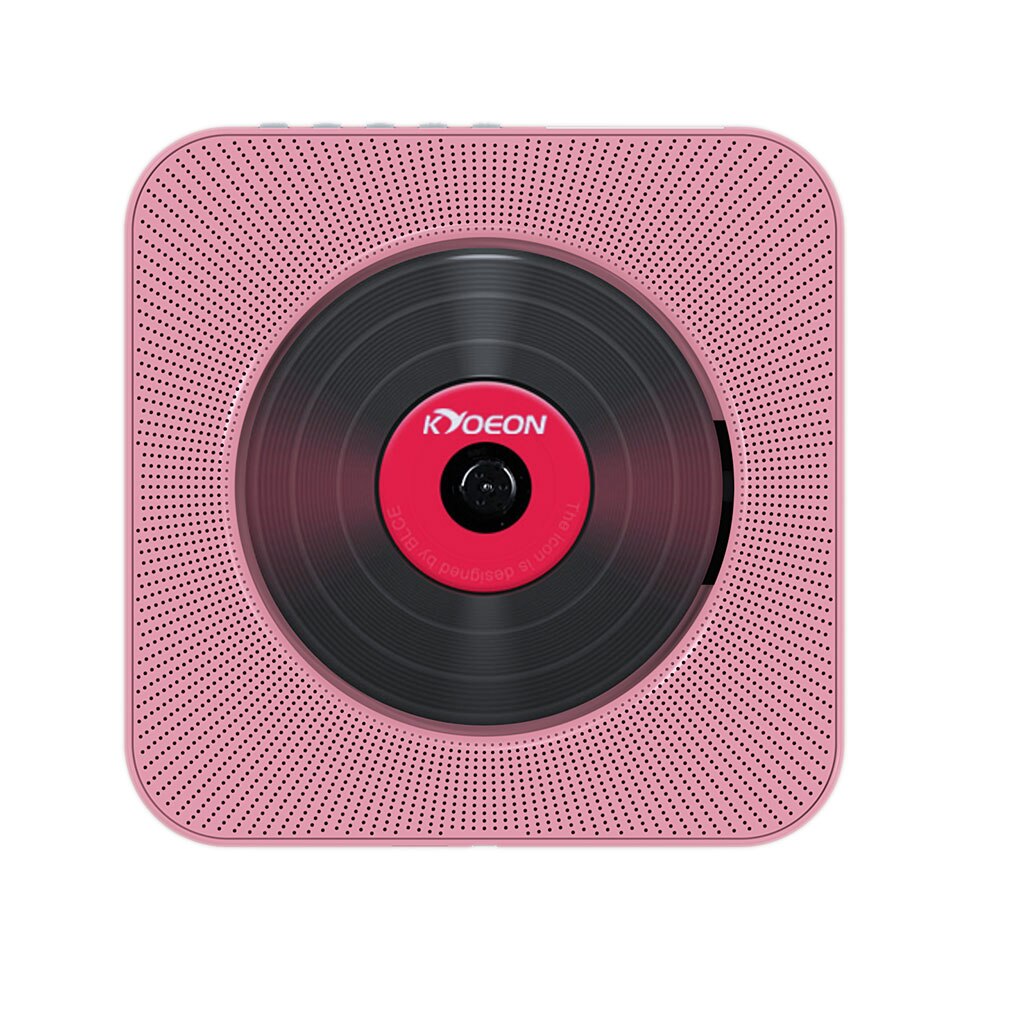 Vægmonteret bluetooth cd-afspiller trådløs hifi pull switch højttaler lydkasse fjernbetjeningssæt: Lyserød