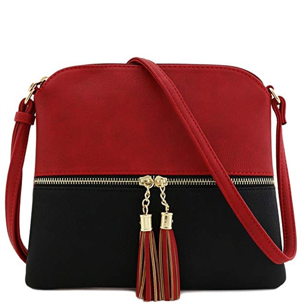 Women Leather Crossbody Bag Casual Handbag Female Tassel Shoulder Bags Ladies Zipper Flap Messenger Bag Phone Purse Torebka: P