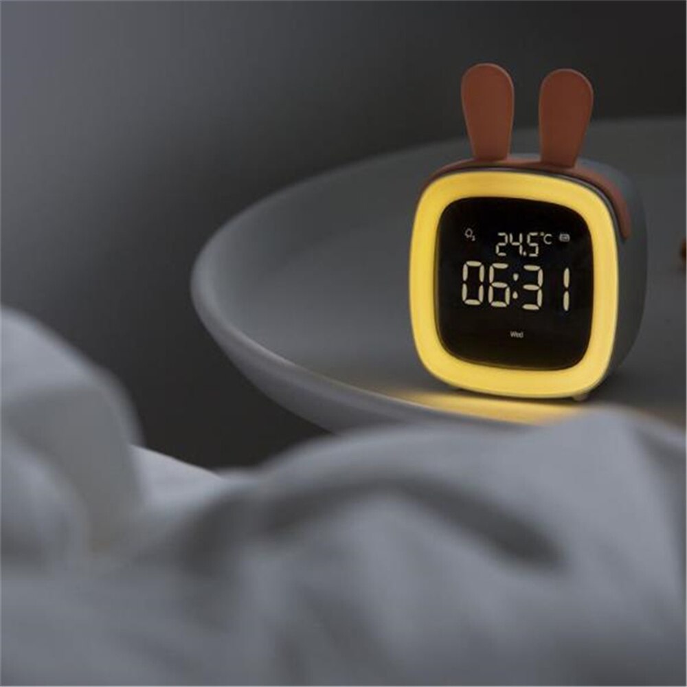 Kids Alarm Clock Cute-TV Night Light Alarm Clock for Children Desk Clock Rechargeable Battery Operated