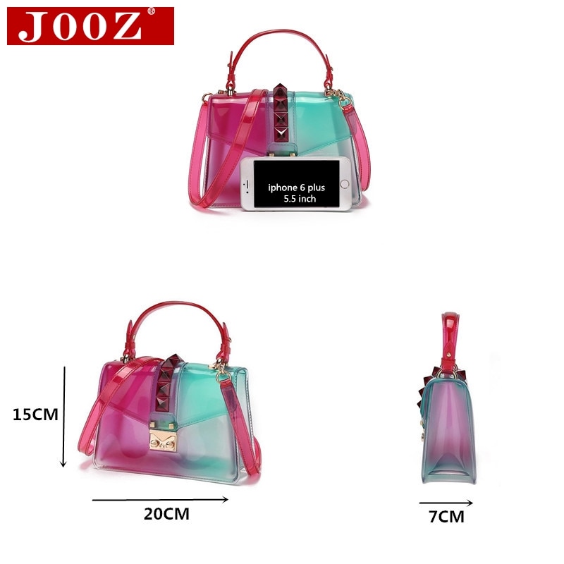 Clear Transparent saddle Bag Women rivet Jelly Bags Purse Panelled Color women Handbags sac a main femme Shoulder Bag