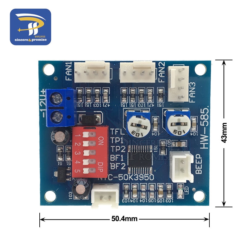 DC 12V 5A PWM PC CPU Fan Temperature Control Speed Controller Module Buzzer High-Temp Alarm NTC B 3950 Thermistor 50K