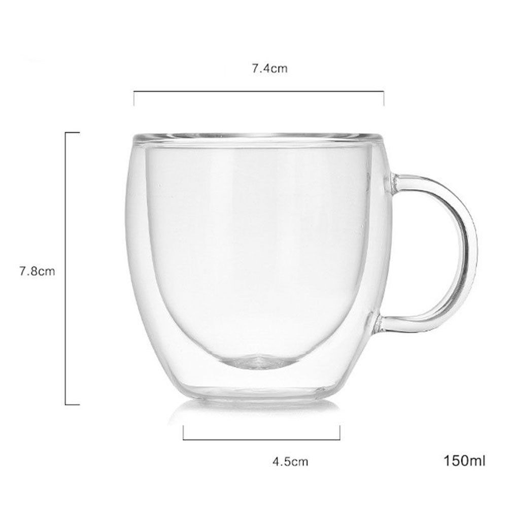 Dobbelt væg kop kaffe glas te krus isolerede krus espresso kopper vin øl: Kaffekop